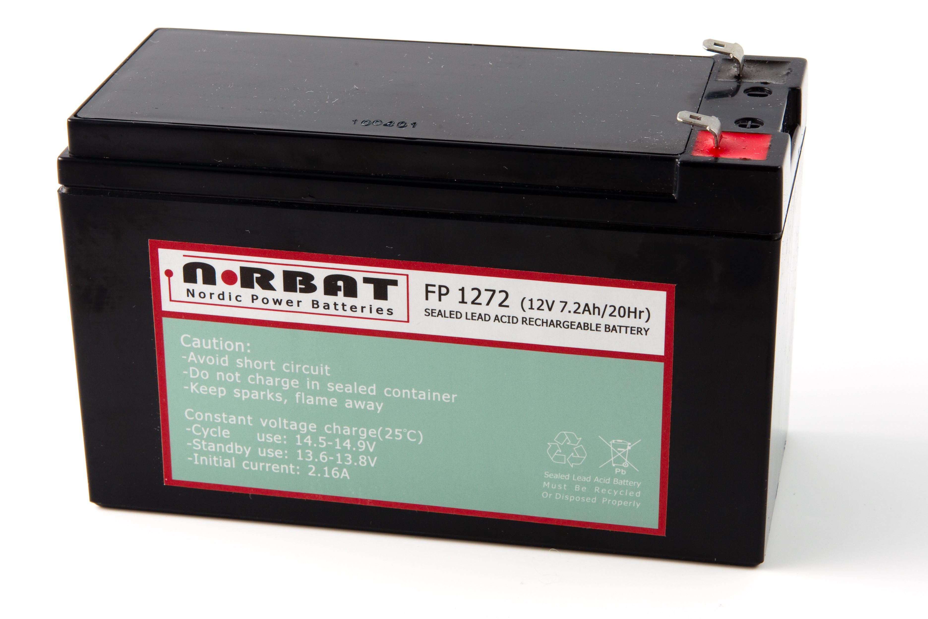 Norbat AGM batteri 12v 7,2ah